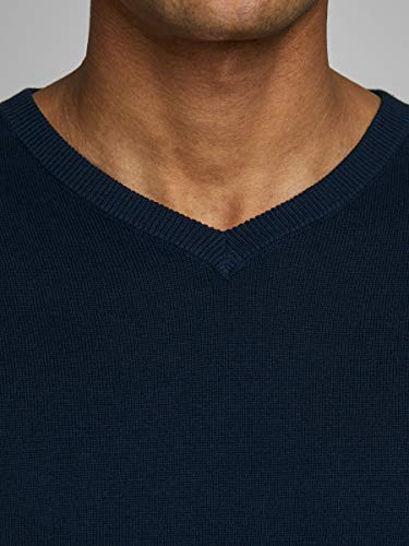 Jack & Jones Jjebasic Knit V-Neck Noos Suéter, Azul (Navy), L para Hombre
