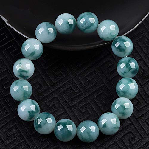 Jade jade natural, especies cerosas de hielo, modelos para hombres y mujeres, pulsera de jade de flores azules flotantes