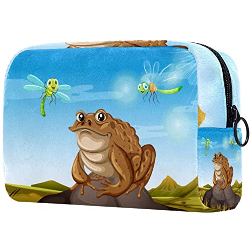 JARARINGO Bolsa de cosméticos Brown Sapo sentado en la roca grande cosmética bolsa organizador multifuncional bolsas de viaje