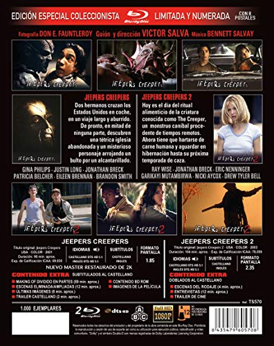 Jeepers Creepers 1 y 2 Edición Especial Metálica (2 BDs) Limitada con 8 Postales [Blu-ray]