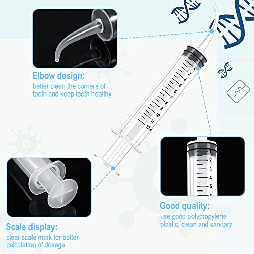 Jeringa Dental Jeringa de Irrigación Oral de 12 ml 3 Jeringas Graduadas Desechables con Punta Curva