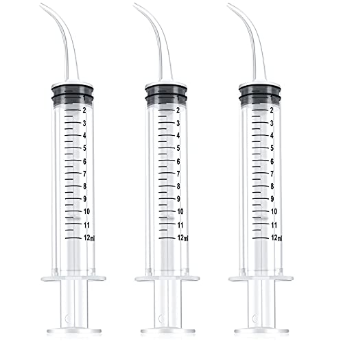 Jeringa Dental Jeringa de Irrigación Oral de 12 ml 3 Jeringas Graduadas Desechables con Punta Curva