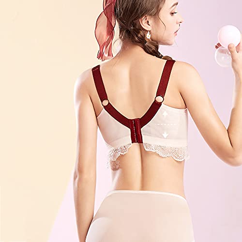 JIANXINlh Bralettes para mujer tallas grandes, sujetador con cordones, sujetador push up, sujetador de margarita, lencería sexy (color: rosa, tamaño: 44J/100J)