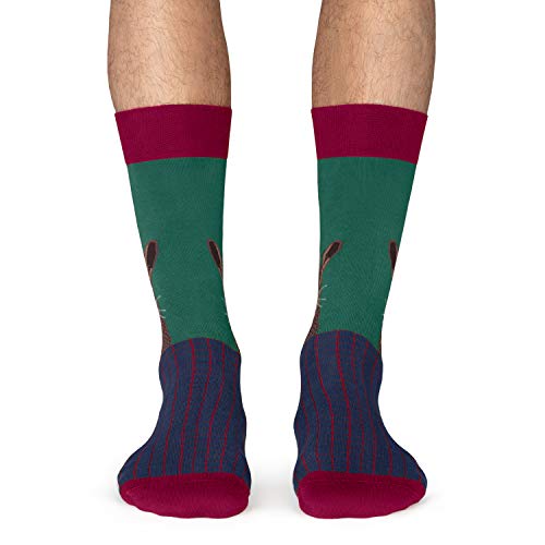Jimmy Lion Calcetines Hare Head en color Verde, fabricados en algodón peinado de primera calidad.Talla 36-40 en media caña.
