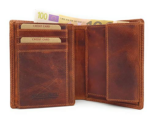 Jockey Club Cartera de piel auténtica con protección RFID, diseño de águila