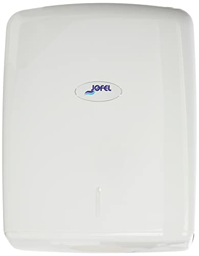 Jofel AH37000 - Dispensador de toallas formato zig-zag, admite 600 toallas, color blanco