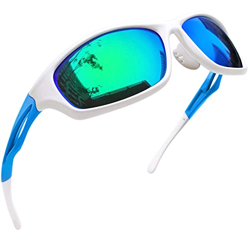 Joopin Gafas de Sol Deportivas Polarizadas con Protección UV 400 Gafas de Ciclismo, Bicicleta Montaña Moto, Golf y Deportes al Aire Libre para Hombres y Mujeres Lente con espejo verde
