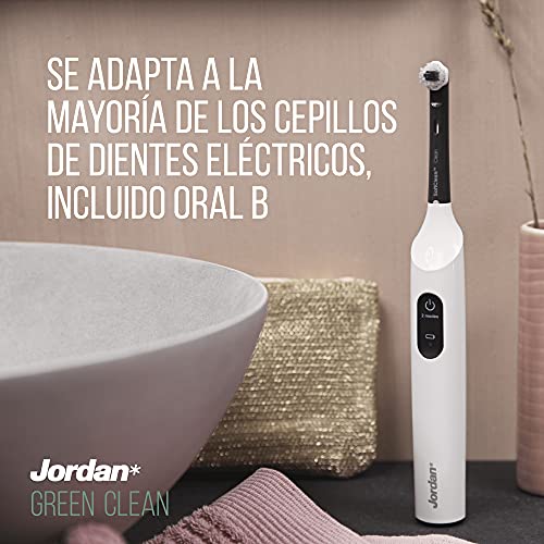 Jordan ® | Cabezal de repuesto Green Clean para cepillo de dientes eléctirco | Cabezales de cepillo de dientes eléctricos sostenibles | Compatible con Oral B | Pack 2 Unidades