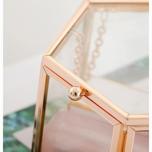 Joyero Caja de joyería de cristal Vintage Golden Geométrico Joyería Mostrar caja Organizador Caja Decorativa Hogar Caja para el almacenamiento Pendiente Anillo Joyeros Mujer Organizador ( Color : A )