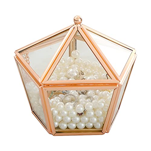 Joyero Caja de joyería de cristal Vintage Golden Geométrico Joyería Mostrar caja Organizador Caja Decorativa Hogar Caja para el almacenamiento Pendiente Anillo Joyeros Mujer Organizador ( Color : A )