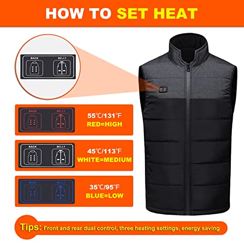 joyvio Chaleco con calefacción Chaleco Calentador de Cuerpo para Hombres/Mujeres Chaqueta con calefacción eléctrica Recargable por USB (Color : Gray, Size : M)
