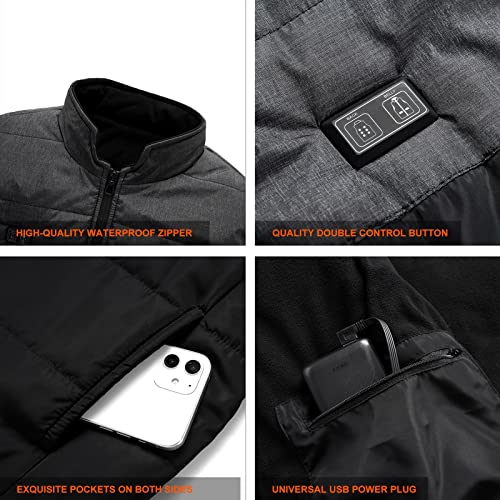 joyvio Chaleco con calefacción Chaleco Calentador de Cuerpo para Hombres/Mujeres Chaqueta con calefacción eléctrica Recargable por USB (Color : Gray, Size : M)