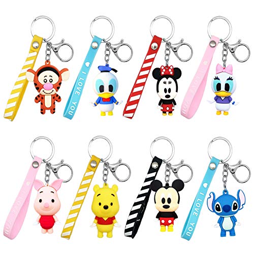 JPYH 8 pcs Acollador Llaveros,Pareja de Dibujos Animados Llavero de Coche Hembra Teléfono Móvil Colgante Bolsa Colgante Correa de Mano Creativa Llavero Baratija Moda Llaveros