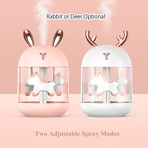 JSG Humidificador Bebes Relajante Ultrasónico Aromaterapia Puro 300ml Purificador de Aire, Aceites Esenciales Humidificador con Luces LED Cambiantes de 7 Colores Silencioso (Rosa/C)