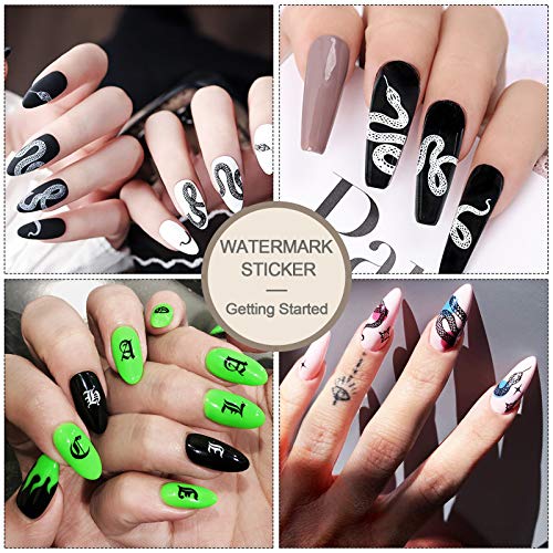 Kalolary 16 Hojas Serpiente Pegatinas al Agua para Uñas Decorativas Pegatinas Uñas Transferencia Agua Nail Art Stickers Calcomanías Uñas Etiquetas Engomadas para DIY Decoración Arte de Uñas