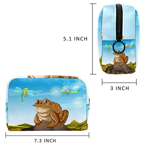 KAMEARI Bolsa de cosméticos marrón sapo sentado en la roca grande bolsa de cosméticos organizador multifuncional bolsas de viaje