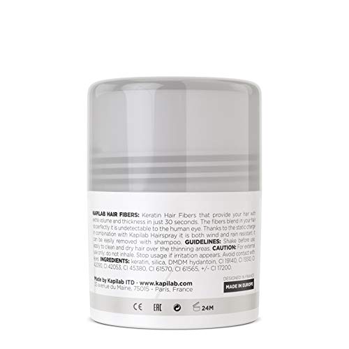 Kapilab Fibras Capilares - Disimula la falta de Cabello al Instante – Microfibras en Polvo de Queratina para Hombres y Mujeres - Tapa la Calvicie de forma Natural - 5gr - Rojizo