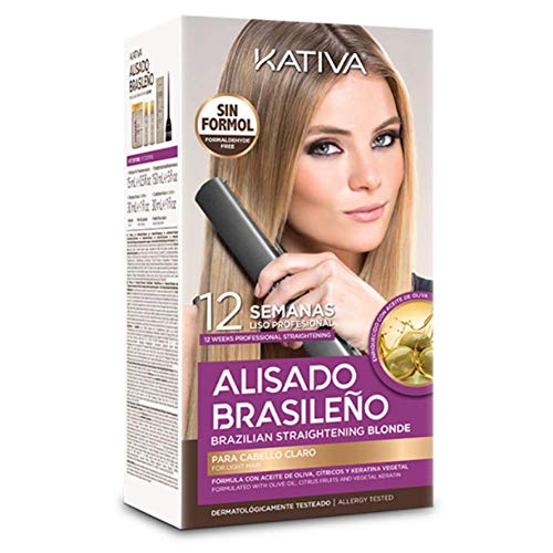 KATIVA KIT ALISADO BRASILEÑO CABELLOS RUBIOS - Lo mejor de nuestros alisados para cabellos claros - Alisado en casa para pelo teñido o con mechas - Hasta 12 semanas de duración 309 g