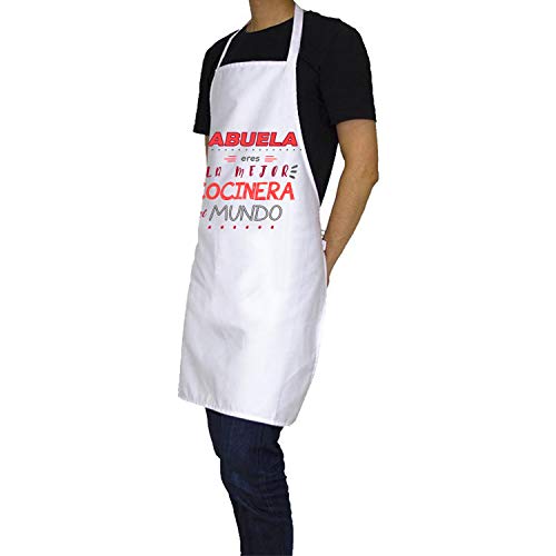Kembilove Delantal cocina hombre – Delantales de cocina para familiares con mensajes originales – Abuela Eres la Mejor cocinera del mundo – Delantal para mujer – Regalos personalizados