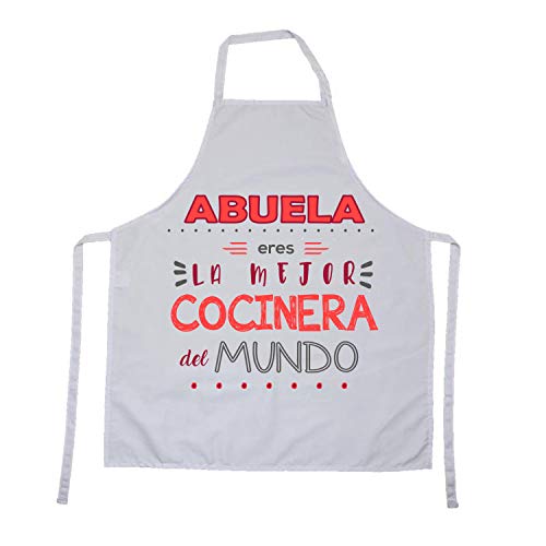 Kembilove Delantal cocina hombre – Delantales de cocina para familiares con mensajes originales – Abuela Eres la Mejor cocinera del mundo – Delantal para mujer – Regalos personalizados