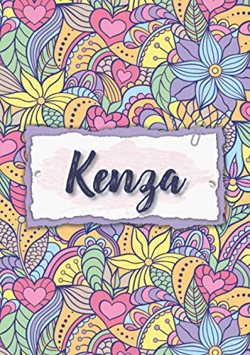 Kenza: Carnet de notes A5 | Prénom personnalisé Kenza | Cadeau d'anniversaire pour femme, maman, sœur, copine, fille ... | Design : floral | 120 pages lignée, Petit Format A5 (14.8 x 21 cm)