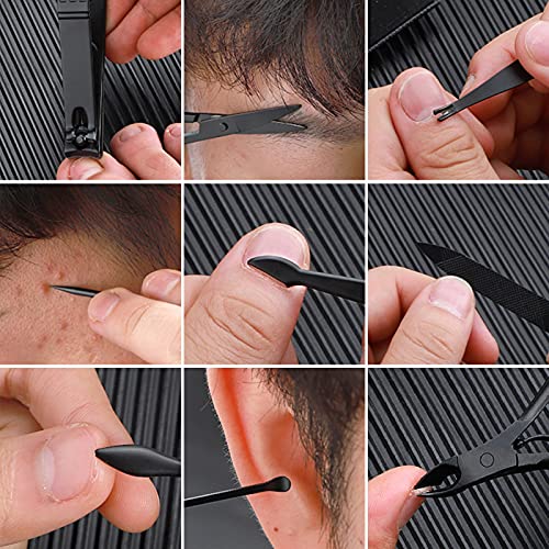 Kit de Manicura y Pedicura Profesional, 11PCS Set de Manicura y Pedicura de Acero Inoxidable, Cortauñas para Hombre y Mujer, Estuche Manicura Corta Cuticulas Tijeras Manicura con Caja de Cuero