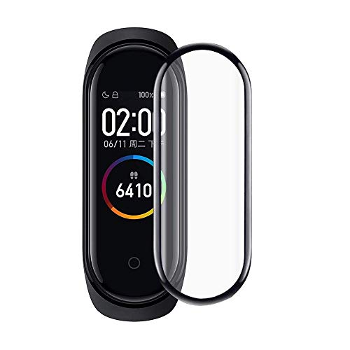 KONEE Protector de Pantalla Compatible con Xiaomi Mi Band 4, [ 3D Cobertura Completa, Alta Definición, Anti-Burbuja, Anti-Scratch ], HD Transparente Suave Protectora para Xiaomi Mi Band 4