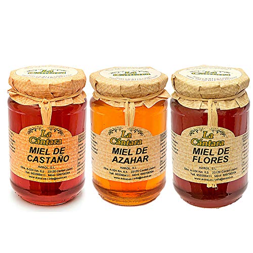 La Cantara - Pura De Abeja - Pack 3x500 Gr - Castaño, Azahar Y Flores – 100% Natural - Origen España, Miel, 1500 Gramo