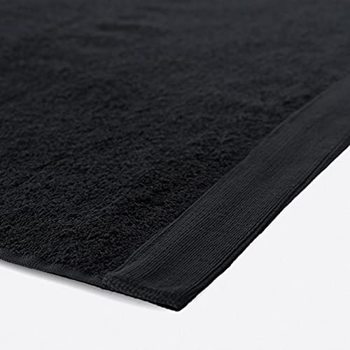 LA MALLORQUINA Toalla algodón cardado - Basic LMQ Negro (Toalla Tocador - 30x50cm - Negro) | Toallas de Baño, Hotel, Gym, SPA