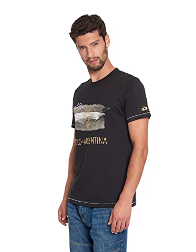 La Martina - Camiseta de algodón Regular fit, Negro, Man, M