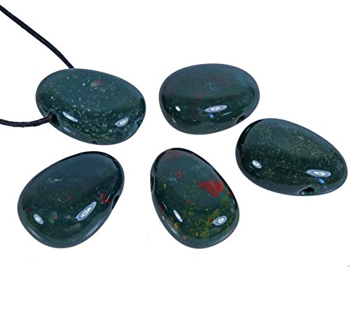 Lebensquelle Plus Colgante heliotrópico | colgante de piedra perforada con correa de cuero | colgante de piedras preciosas de alta calidad