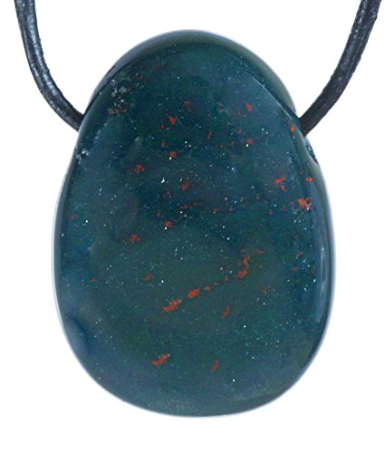 Lebensquelle Plus Colgante heliotrópico | colgante de piedra perforada con correa de cuero | colgante de piedras preciosas de alta calidad
