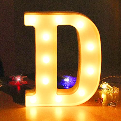 Letras Luminosas LED letras Decorativas con Luces LED para bodas cumpleaños vacaciones familia pared dormitorio fiesta bar (D)