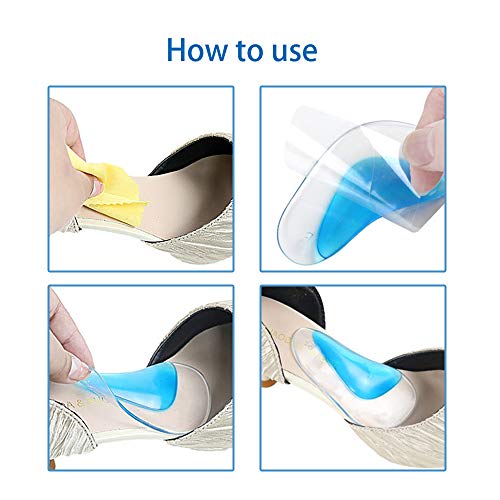 Lifreer 4 pares de plantillas de soporte de arco de gel, plantillas de soporte de arco ortopédico de silicona para pies planos y fascitis plantar para mujeres, hombres, niños y adultos