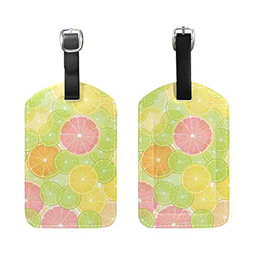 Limón Cítrico Colorido Viaje Etiqueta del Equipaje con la Tarjeta de la ID del Nombre Etiquetas de la Maleta para Niños Niñas(3PACK)
