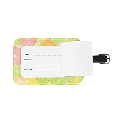 Limón Cítrico Colorido Viaje Etiqueta del Equipaje con la Tarjeta de la ID del Nombre Etiquetas de la Maleta para Niños Niñas(3PACK)