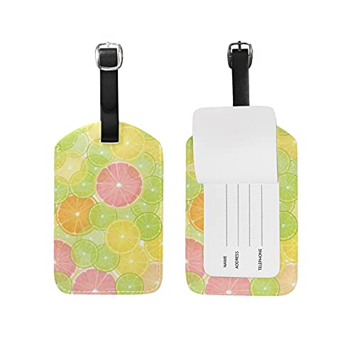 Limón Cítrico Colorido Viaje Etiqueta del Equipaje con la Tarjeta de la ID del Nombre Etiquetas de la Maleta para Niños Niñas(3PACK)