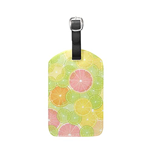 Limón Cítrico Colorido Viaje Etiqueta del Equipaje con la Tarjeta de la ID del Nombre Etiquetas de la Maleta para Niños Niñas(3PACK)