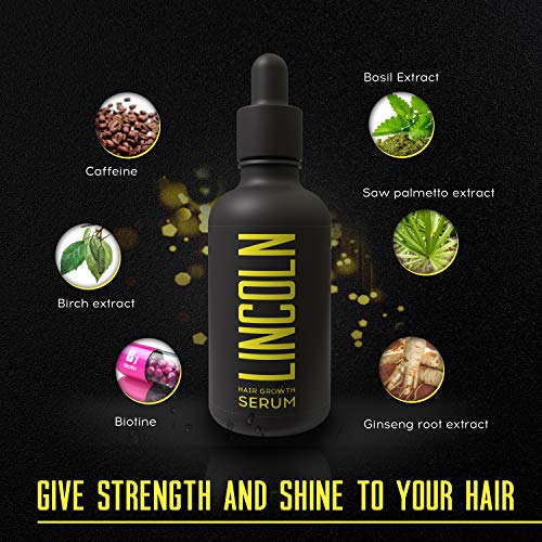 LINCOLN Serum Anticaída Pelo con Biotina para Hombres - Serum Crecimiento Cabello y Caída de Pelo - Enriquecido con Vitaminas Capilares - Tratamiento Natural para Caída Cabello Hombre - 50 ml
