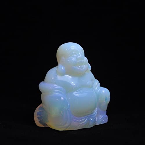 LiuliuBull Natural Crystals 2"Opalite Opal Healing Crystal Gemstone Tallado Buda Feng Shui Figurines Wealth y Buena Suerte