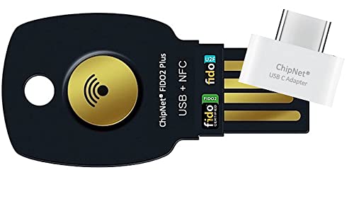 Llave de Seguridad Certificada FIDO2 USB y NFC * USB A y USB C * 2 en 1 * ChipNet FIDO2 Plus - Empresa Española-Soporte Personal, Gris Antracita