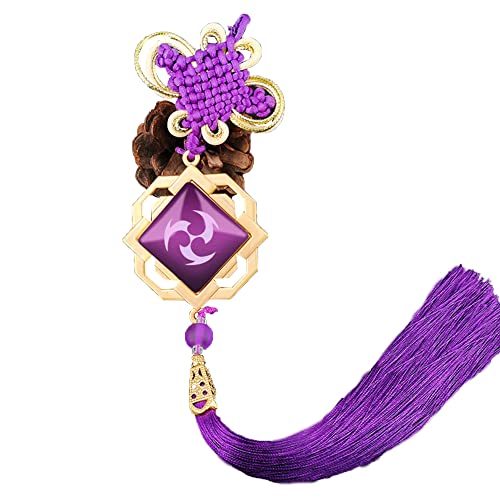Llavero de Juego de anime Elemento de ojo de dios Llavero luminoso colorido nudo chino estilo borla llavero bolsas colgante, Tipo 6., 37 cm