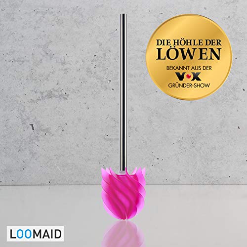 LOOMAID Escobilla WC de Silicona con Efecto Flor de Loto - Escobilla de baño higiénica de Acero Inoxidable, Recambio (Rosa)