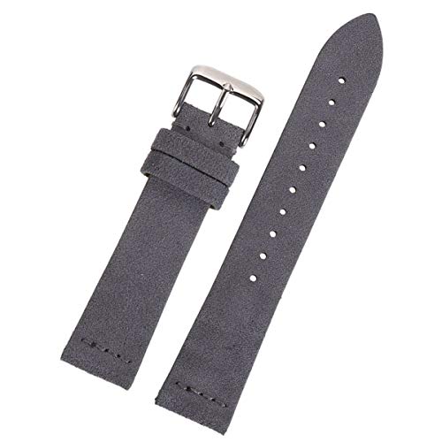 Los Hombres del Ante Correa de Cuero Beige Claro Castaño Oscuro Marrón Beige Gris Negro Verde Correa 18mm 20mm 22mm Correa de Reloj, Gris, 20mm