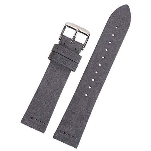 Los Hombres del Ante Correa de Cuero Beige Claro Castaño Oscuro Marrón Beige Gris Negro Verde Correa 18mm 20mm 22mm Correa de Reloj, Gris, 20mm