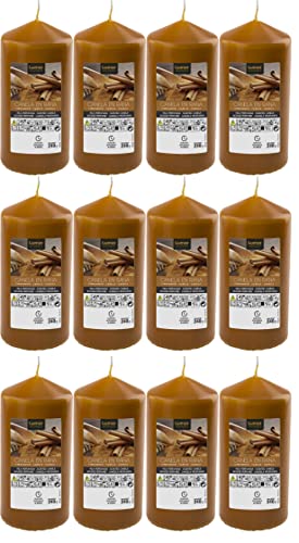Lote 12 Velas Taco Perfumadas Canela en Rama Grandes XXL 120 x 57 mm - Velones Aromáticos, Gran Duración (34-36 Horas) y Delicado Aroma - Aromaterapia por Velas