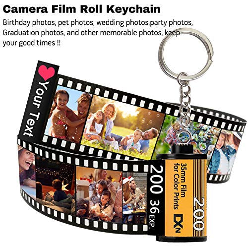 Luincas llavero personalizado con foto,Llavero de rollo de película de cámara personalizada para parejas,regalos para mujer hombre