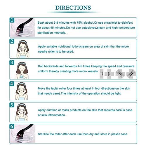LUOLLOVE Dermaroller 0.5mm 540 Titanio Rodillo Facial Micro Agujas para Cuidado de la Piel, Anti-Edad, Antiarrugas, Eliminación de Cicatrices Acne, Poro Contractivo