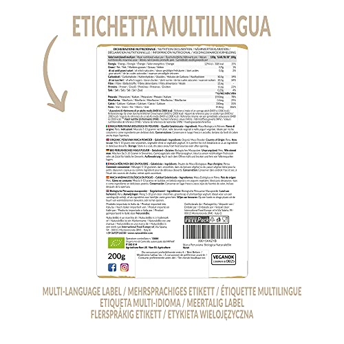 Maca Andina Ecológica en Polvo 200g. Organic Maca Powder Gelatinized. Peruana, Bio y Pura, viene de raíz de Maca Organica - Gelatinizada - NaturaleBio