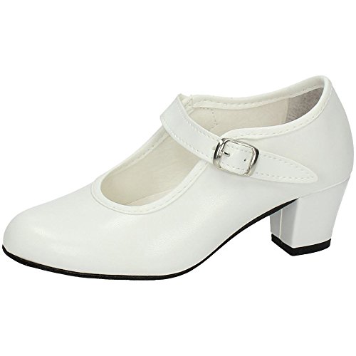 MADE IN SPAIN 15 SEVILLANAS FLAMENCOS NIÑA Zapatos TACÓN Blanco 35